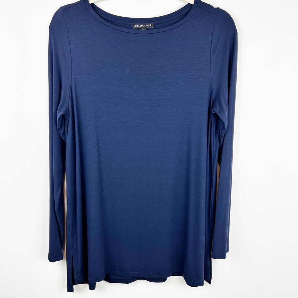 Eileen Fisher Viscose Long Sleeve Tunic Navy Women’s Size M
